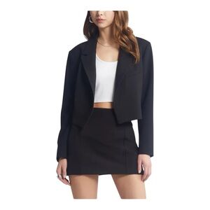 RACHEL ZOE BLACK CROPPED OPEN FRONT BLAZER JACKET SIZE US SMALL